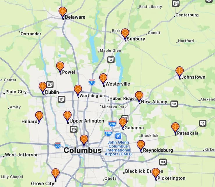 Service Areas Map